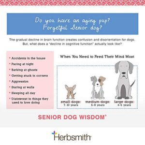 Herbsmith Senior Dog Wisdom – Dog Dementia Supplement – DHA for Senior Dog Brain Health - Senior Supplement for Dogs- 60ct Small Chews