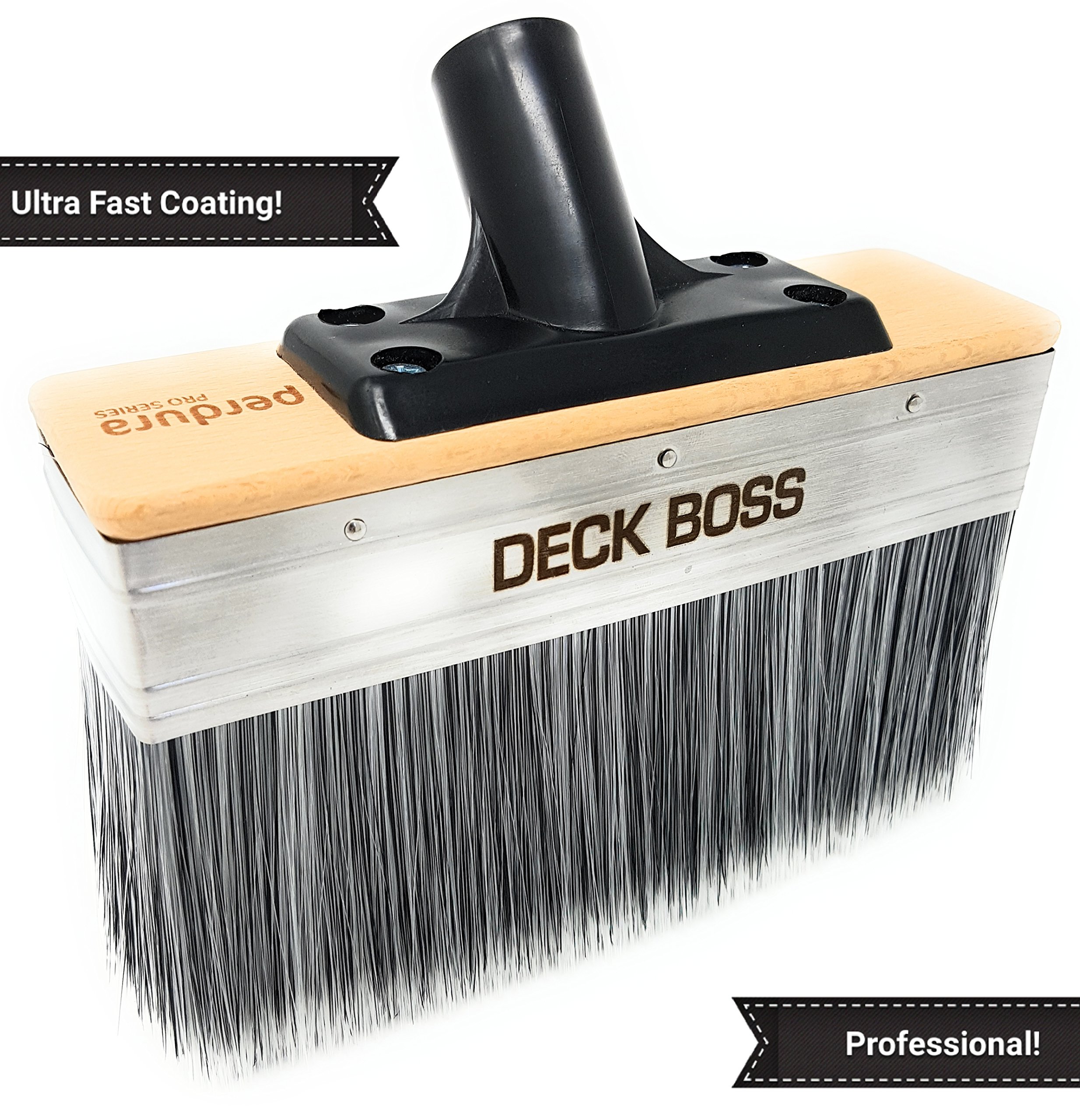 Deck Stain Brush Applicator - Deck BOSS by Perdura - 7 inch Paint Brush - Stain Seal and Paint for Floor and Fence - Brush Tool for Water and Oil Based Coatings on Wood and Concrete Rough or Smooth