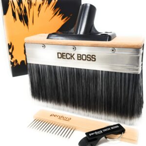 Deck Stain Brush Applicator - Deck BOSS by Perdura - 7 inch Paint Brush - Stain Seal and Paint for Floor and Fence - Brush Tool for Water and Oil Based Coatings on Wood and Concrete Rough or Smooth