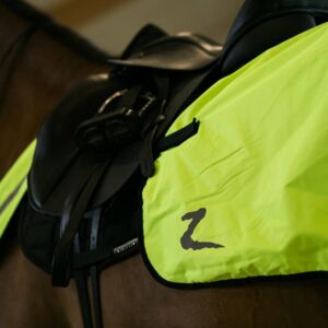 Horze High-Visibility Reflective Horse Quarter Sheet Riding Blanket with Fleece Lining - Yellow - Horse