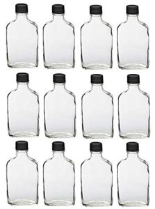 premium vials, 12 pcs, 200ml glass flask bottles with black tamper evident cap with funnel