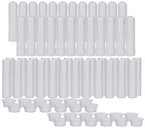 50 pcs, white essential oil aromatherapy blank nasal inhaler tubes(including 50 unscented wicks +3 polyethylene pipette droppers)