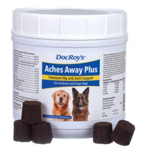 revival animal health doc roy's aches away plus- premium hip & joint support- for medium & large dogs- 90 ct regular soft chew