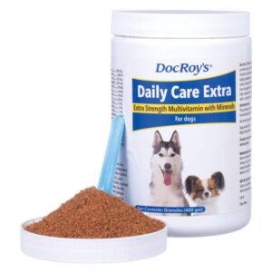 doc roy's daily care extra multivitamin with minerals for dogs- canine daily health supplement - 400 gm granules