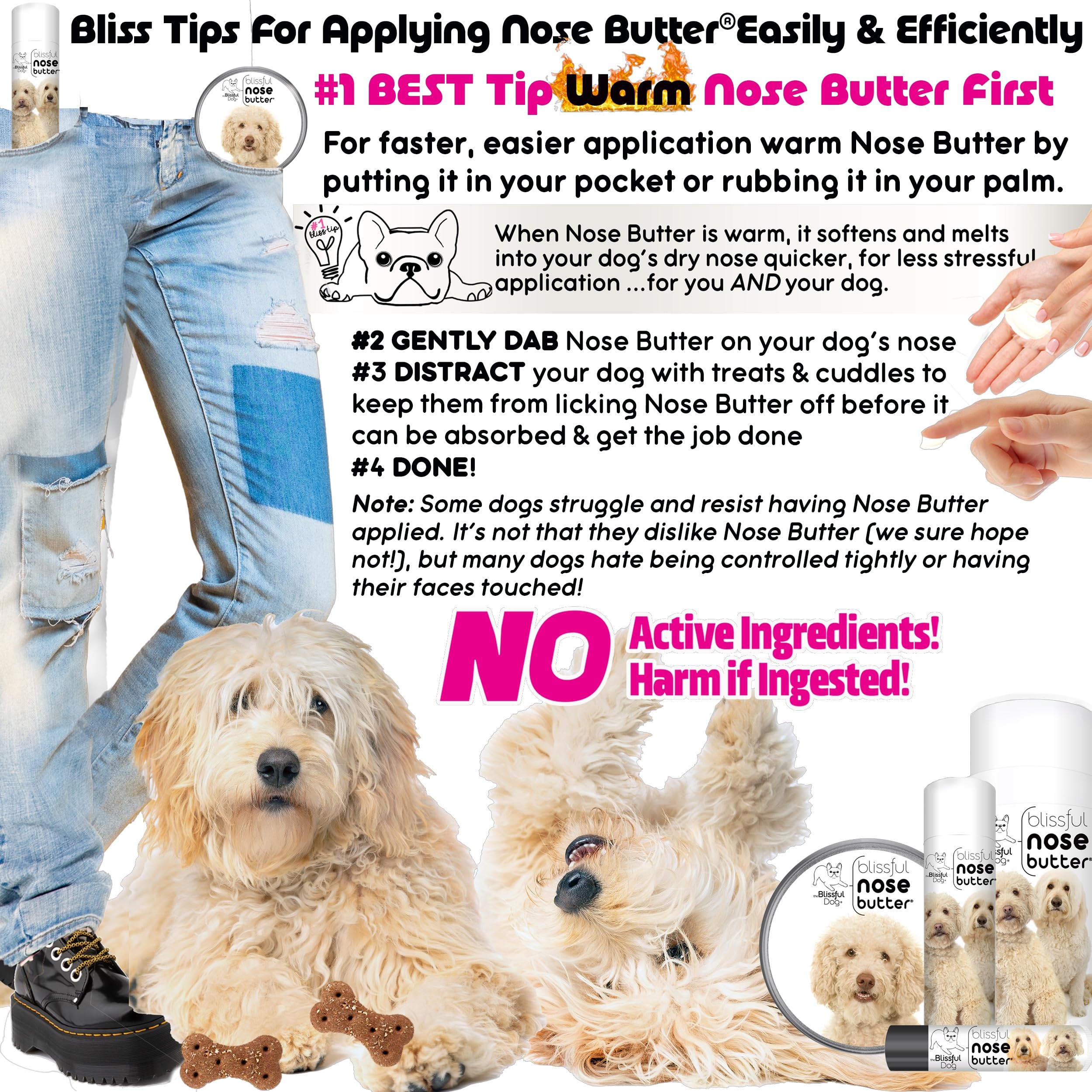 The Blissful Dog Goldendoodle Nose Butter, Versatile Dog Nose Balm for Dry Nose, Handcrafted Nose Moisturizer, Easy-to-Apply Dog Essentials, Unscented, 2 oz.