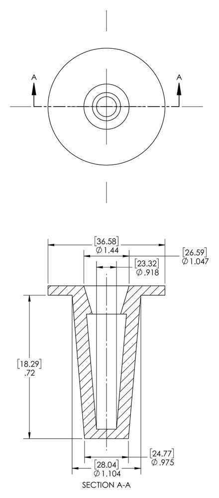 Caplugs Q249WQ2 Plastic Tapered Cap and Plug. T-249-W, PE-LD, Cap OD .918" Plug ID 1.104", Red (Pack of 400)