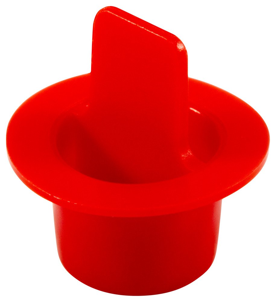 Caplugs ZCPT5XQ1 Plastic Center Pull Tab Tapered Plug. CPT-5X, PE-LD, Cap OD 0.72" Plug ID 0.568", Red (Pack of 100)