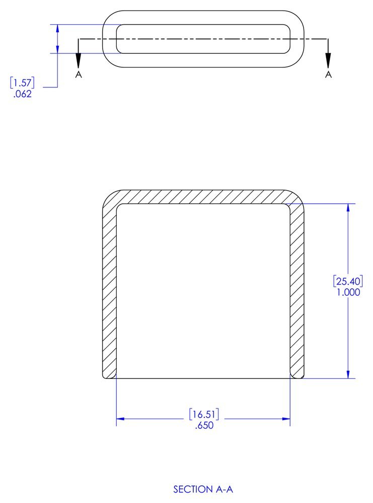 Caplugs 99392524 Plastic Rectangular Finishing Cap with Flat End Grip. VRF-062X650-16, Vinyl, Length 1.000" ID 0.650", Black (Pack of 40)