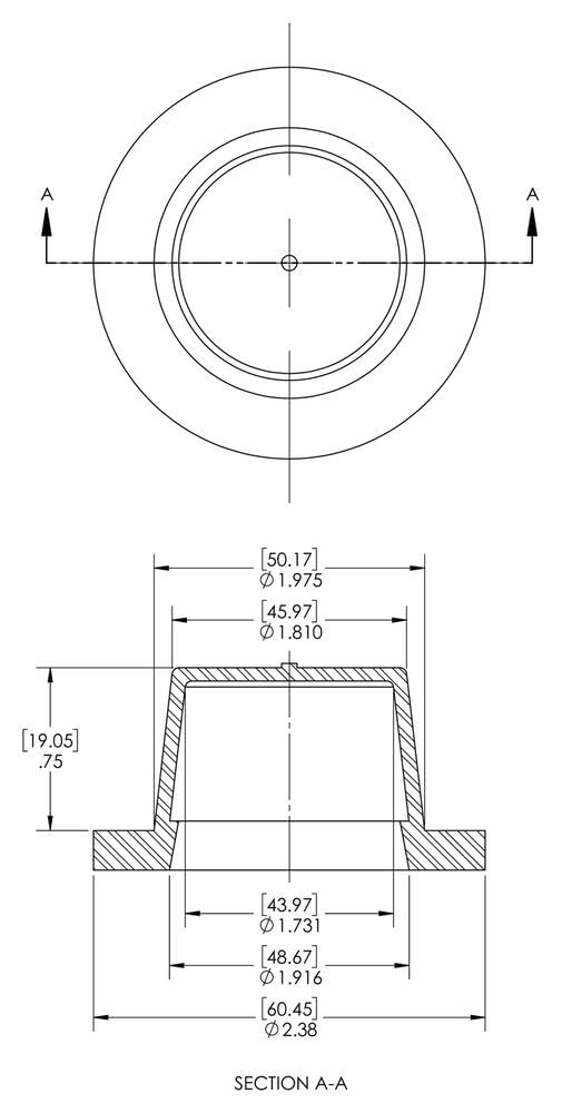 Caplugs QWF31Q1 Plastic Tapered Cap and Plug with Wide Thick Flange WW-WF-31, PE-LD, Cap OD 1.731" Plug ID 1.975", Yellow (Pack of 100)