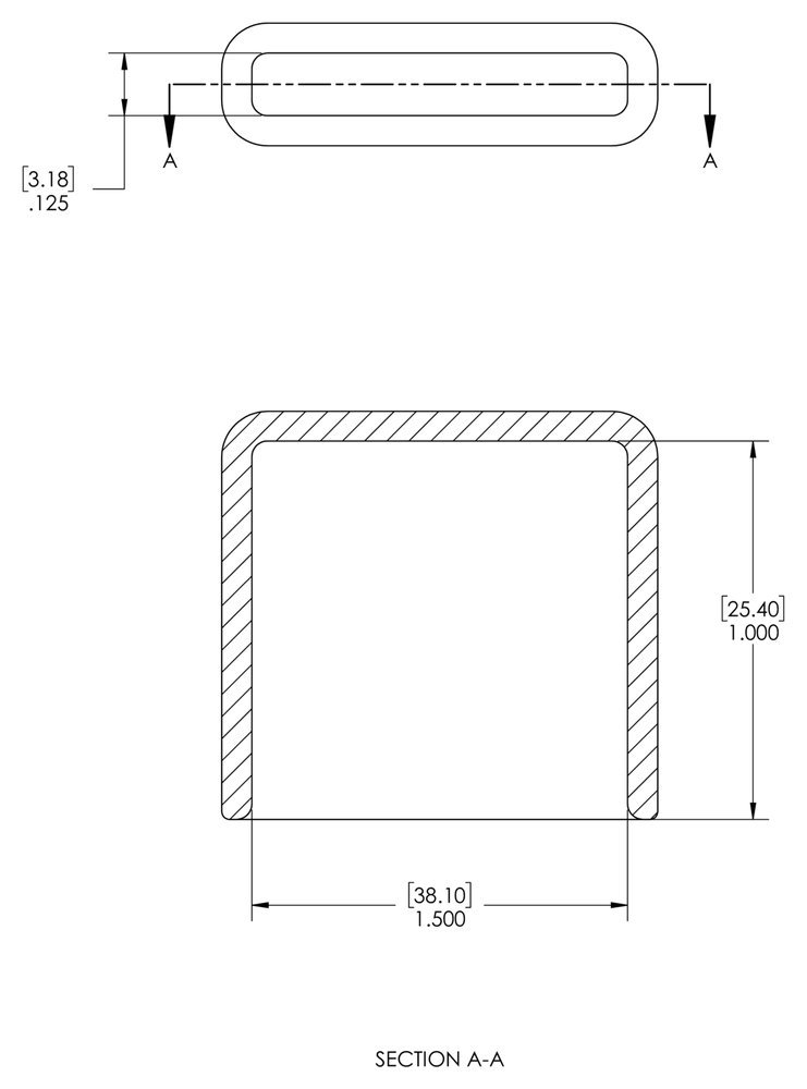 Caplugs 99390521 Plastic Rectangular Finishing Cap with Flat End Grip. VRF-125X1500-16, Vinyl, Length 1.000" ID 1.500", Black (Pack of 40)