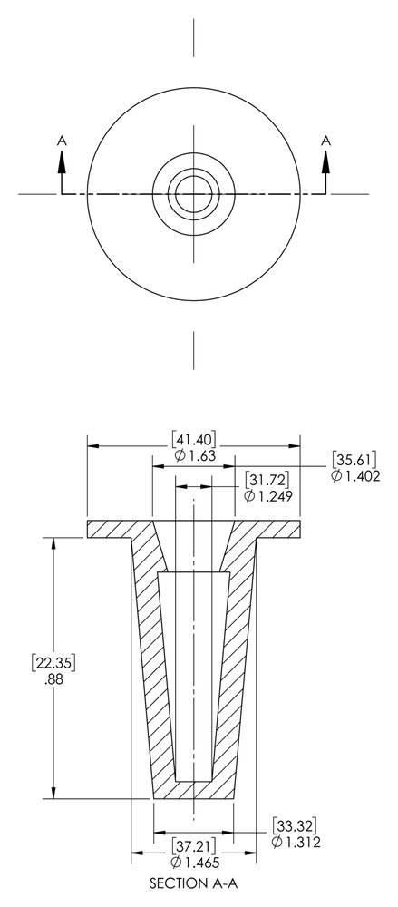 Caplugs 99394301 Plastic Tapered Cap and Plug. T-16, PE-LD, Cap OD 1.249" Plug ID 1.465", Red (Pack of 100)