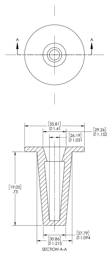 Caplugs 99394295 Plastic Tapered Cap and Plug. T-14, PE-LD, Cap OD 1.031" Plug ID 1.215", Red (Pack of 100)