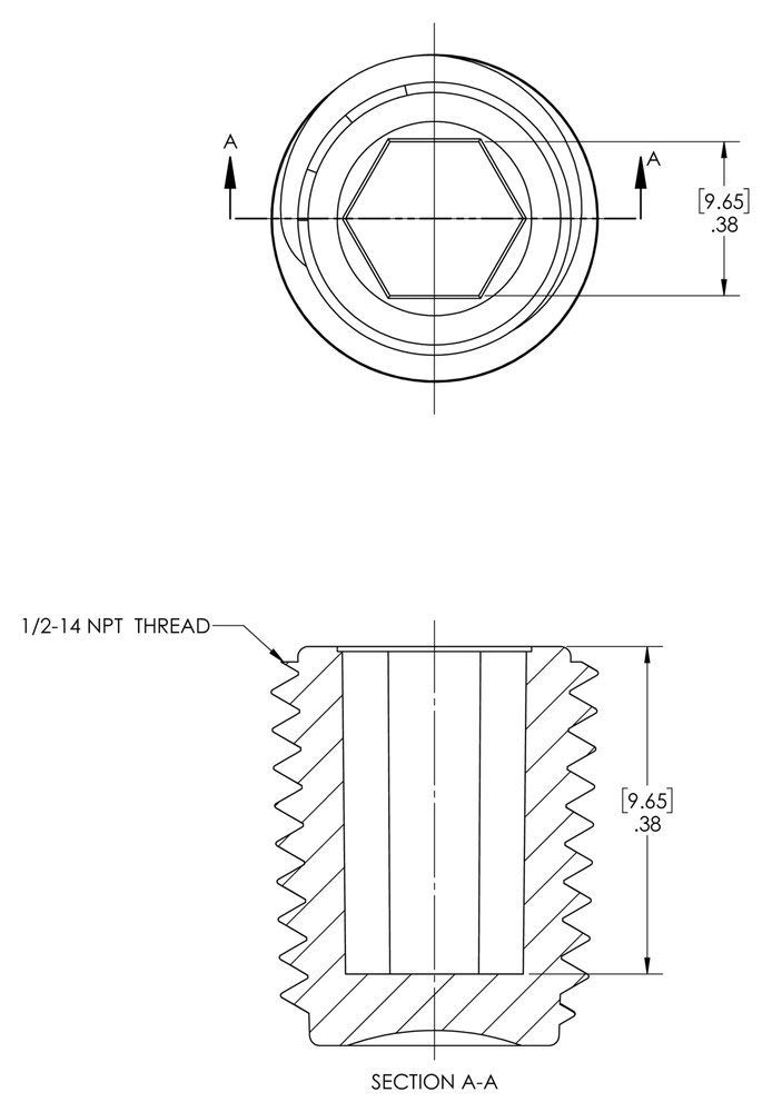 Caplugs TH-7 TH Series – Plastic Hex Socket Threaded Plug, 50 Pack, Black HD-PE, NPT Thread Size 1/2"-14 Temporary Use, Low Pressure Testing & in-Plant Processes, Oil & Heat Resistant (ZTH71KA1)