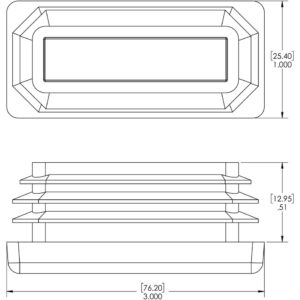 Caplugs 99394014 Plastic Plug for Rectangular Tubing. RER-1X3-14-20, PE-LD, Hole Width 1.000" Hole Length 3.000" Wall Thickness 14-20 Ga. (.083-.035)", Black (Pack of 20)