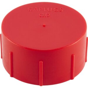 Caplugs 99394447 Plastic Threaded Plastic Cap for Flared JIC Fittings. to fit Thread Size 1-1/16-12" CD-12, PE-LD, to Fit Thread Size 1-1/16-12", Red (Pack of 100)