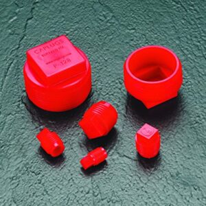 Caplugs 99390174 Plastic Threaded Plug for Pipe Fittings. P-28, PE-HD, to Plug Thread Size 1/4 NPT", Red (Pack of 100)