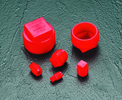 Caplugs 99390174 Plastic Threaded Plug for Pipe Fittings. P-28, PE-HD, to Plug Thread Size 1/4 NPT", Red (Pack of 100)