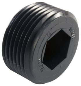 caplugs plastic hex socket threaded plug. th-3, hdpe, to plug thread size 1/4-18", black (pack of 70)