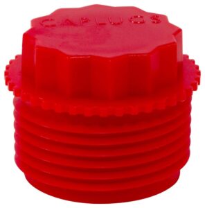 caplugs p-48b p series – plastic threaded plug for npt/nps pipe fittings, 200 pack, red hd-pe, thread size nps 1/2" tapered & straight, temporary seals, thread protection, leak prevention (99191155)