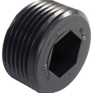 Caplugs TH-7 TH Series – Plastic Hex Socket Threaded Plug, 50 Pack, Black HD-PE, NPT Thread Size 1/2"-14 Temporary Use, Low Pressure Testing & in-Plant Processes, Oil & Heat Resistant (ZTH71KA1)