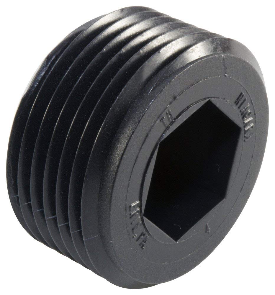 Caplugs TH-7 TH Series – Plastic Hex Socket Threaded Plug, 50 Pack, Black HD-PE, NPT Thread Size 1/2"-14 Temporary Use, Low Pressure Testing & in-Plant Processes, Oil & Heat Resistant (ZTH71KA1)