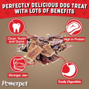 Powerpet Taffy Bites - Low Fat Premium Beef Jerky Treat, 100% Natural Beef Esophagus Dog Chew, Highly Digestible, Clean & Healthy Pet Snack, No Additives, High Protein, Improves Dental Hygiene, 8oz