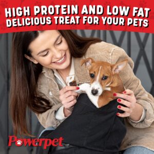 Powerpet Taffy Bites - Low Fat Premium Beef Jerky Treat, 100% Natural Beef Esophagus Dog Chew, Highly Digestible, Clean & Healthy Pet Snack, No Additives, High Protein, Improves Dental Hygiene, 8oz