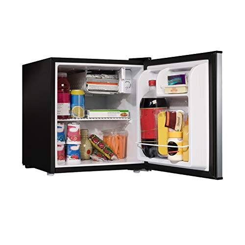 Willz WLR17S5 Compact Refrigerator, 1.7 Cu.Ft Single Door Fridge, Adjustable Mechanical Thermostat with Chiller, 1 Coated Wire Slide-Out Shelf, 1 Power Cord, Stainless Steel Look