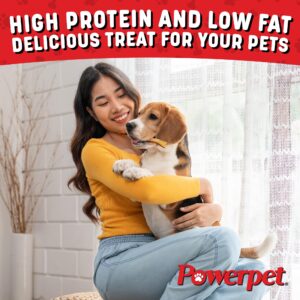 Powerpet Treats Natural Smoked Beef Jerky Skin for Dogs - Premium High Protein, Grain-Free, Rawhide-Free, Long-Lasting Chews, Ideal for All Breeds, Promotes Dental Health - Easy Digestion - 8oz Bag