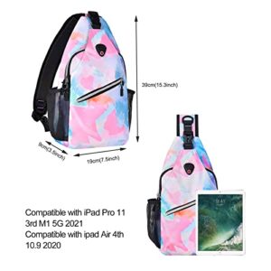 MOSISO Sling Backpack, Multipurpose Travel Hiking Daypack Rope Crossbody Shoulder Bag, Graffiti Art