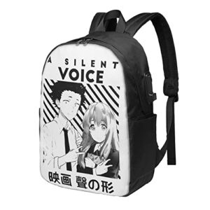 kkdskkds a silent voice laptop backpack with usb charging port fits 15.6 inch notebook travel school backpack