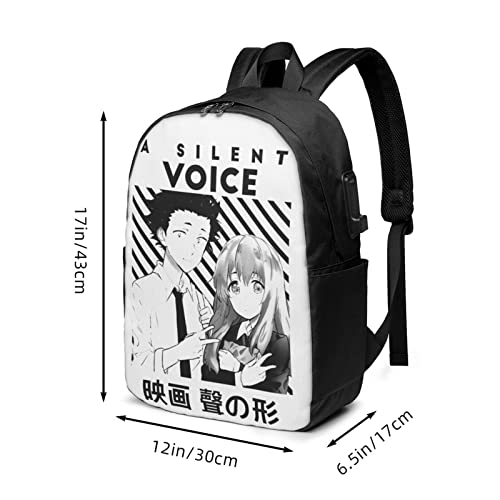 KKdskkds A Silent Voice Laptop Backpack with USB Charging Port Fits 15.6 Inch Notebook Travel School Backpack