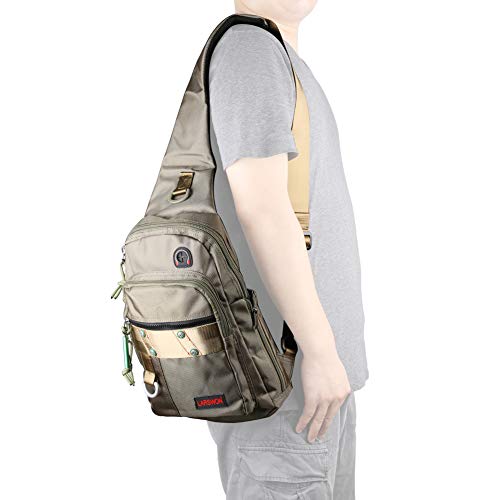 Larswon Sling Backpack, Sling Bag Oxford Small Backpack Crossbody Bag for Men Women Green