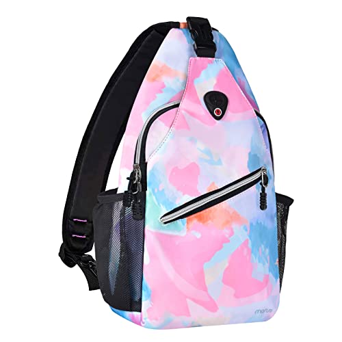 MOSISO Sling Backpack, Multipurpose Travel Hiking Daypack Rope Crossbody Shoulder Bag, Graffiti Art