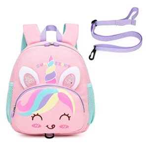 mini toddler backpack for girls kids backpack for perschool with toddler harness leashes 3d cartoon unicorn kindergarten schoolbag for little girl boy ages 12m+