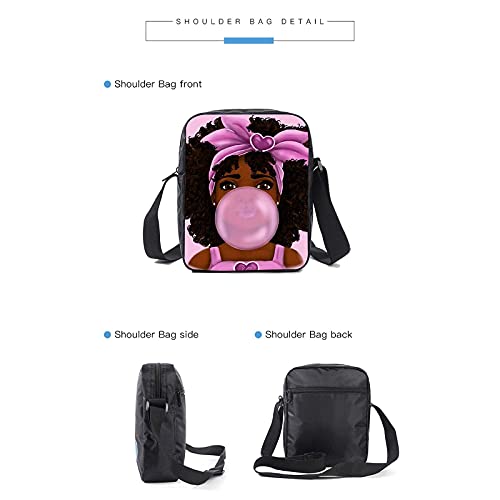 FDASLJ African Girl Backpack - 3 In 1 Book bag Daypack with Shoulder Bag Pencil Case