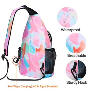 MOSISO Sling Backpack, Multipurpose Travel Hiking Daypack Rope Crossbody Shoulder Bag, Graffiti Art