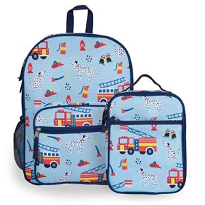 wildkin day2day kids backpack bundle with lunch box bag (firefighters)