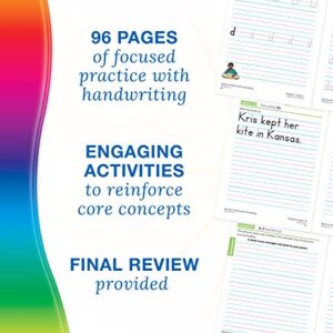 Spectrum Manuscript Handwriting Workbooks, Ages 5 to 8, Kindergarten to 2nd Grade Handwriting Practice With Lower-and Uppercase Letters, Sentence Practice, and Vocabulary - 96 Pages