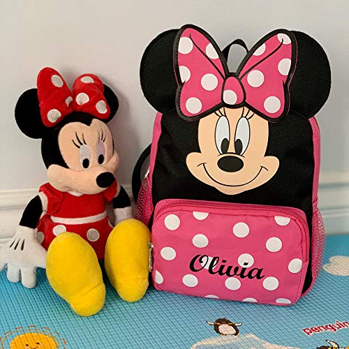 KishKesh Personalization Personalized Minnie Mouse 10 Inch Mini Backpack with 3D Ears