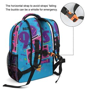 Kazynee Retro 90's Laptop Backpack, Rustic Geometric Realistic Tape 90's Party Theme Backpack with Padded Shoulder Straps One Size