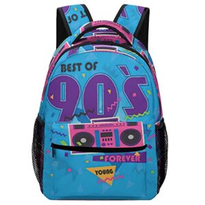 kazynee retro 90’s laptop backpack, rustic geometric realistic tape 90’s party theme backpack with padded shoulder straps one size