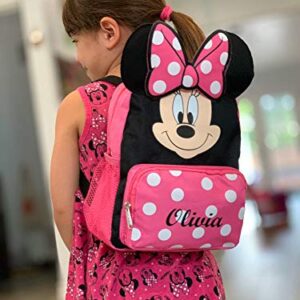 KishKesh Personalization Personalized Minnie Mouse 10 Inch Mini Backpack with 3D Ears