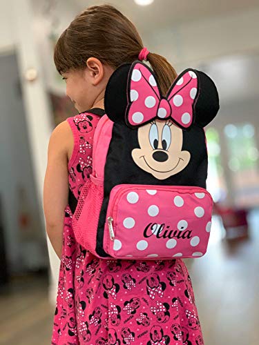 KishKesh Personalization Personalized Minnie Mouse 10 Inch Mini Backpack with 3D Ears