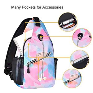 MOSISO Sling Backpack, Multipurpose Travel Hiking Daypack Rope Crossbody Shoulder Bag, Graffiti Art